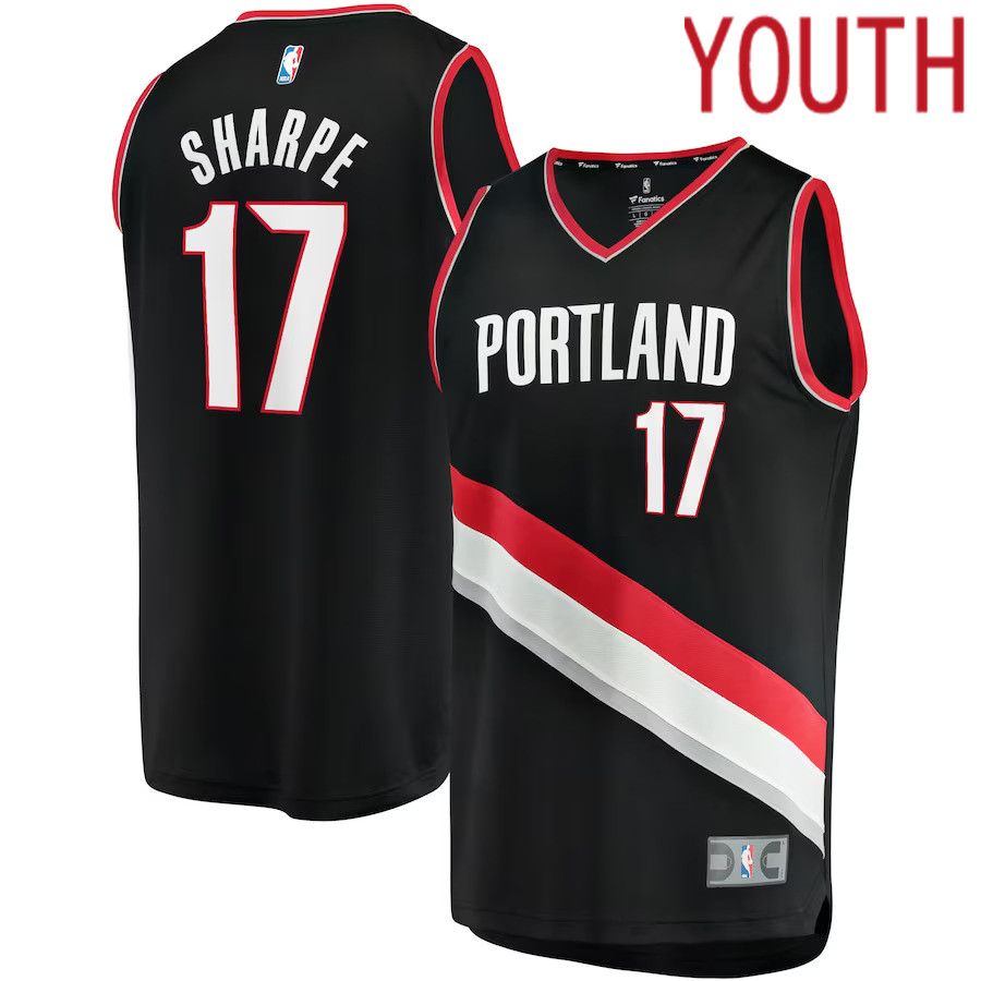 Youth Portland Trail Blazers #17 Shaedon Sharpe Fanatics Branded Black 2022 NBA Draft First Round Pick Fast Break Replica NBA Jersey